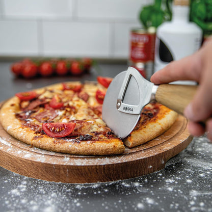 Stainless Steel Pizza Cutter - Copenhagen Multifunctional Pizza Wheel Cutter - Handheld Food Slicer - Silver Non-Stick Adjustable Roller - Dishwasher Safe - for Kitchen Cooking