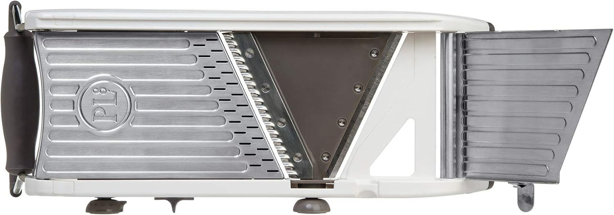 Professional Mandoline - Versatile Slicer with Adjustable Straight, Waffle, and Julienne Blades, Extra-Wide Stainless Steel Deck, Safety Hand Guard, Non-Skid Feet, and Space-Saving Design