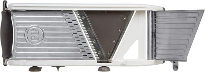 Professional Mandoline - Versatile Slicer with Adjustable Straight, Waffle, and Julienne Blades, Extra-Wide Stainless Steel Deck, Safety Hand Guard, Non-Skid Feet, and Space-Saving Design