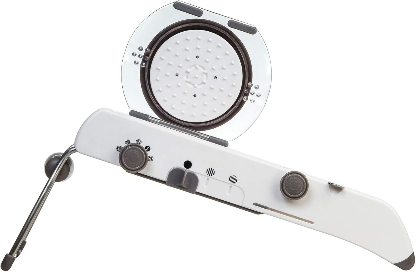 Professional Mandoline - Versatile Slicer with Adjustable Straight, Waffle, and Julienne Blades, Extra-Wide Stainless Steel Deck, Safety Hand Guard, Non-Skid Feet, and Space-Saving Design