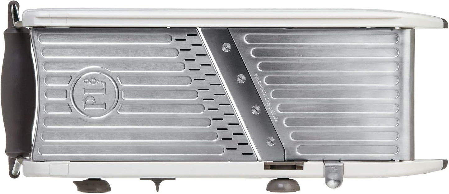 Professional Mandoline - Versatile Slicer with Adjustable Straight, Waffle, and Julienne Blades, Extra-Wide Stainless Steel Deck, Safety Hand Guard, Non-Skid Feet, and Space-Saving Design