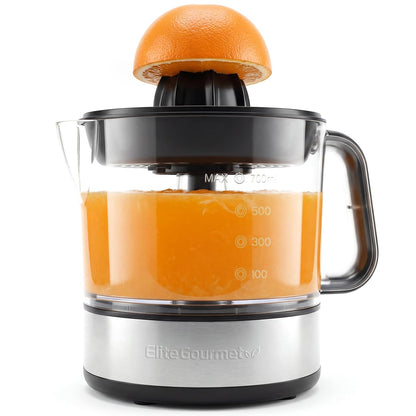 ETS326 BPA-Free 40-Watt Electric Citrus Juicer, Compact, Large Volume, Pulp Control, Oranges, Lemons, Limes, Grapefruits with Easy Pour Spout, 24oz, Black/Stainless Steel