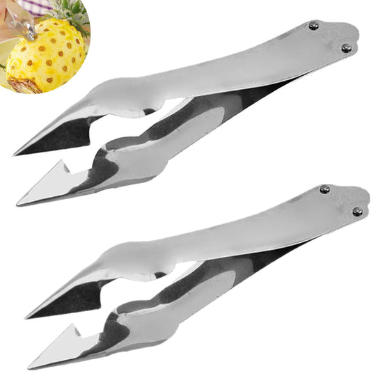 Strawberry Stem Remover, 2 Pcs, Silver, Stainless Steel Handle, Effortless Strawberry Hulling, Versatile Fruit & Vegetable Stem Remover