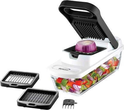 Brentwood Food Chopper and Vegetable Dicer with Storage Container and Stainless Steel Blades (Stainless Steel Black)