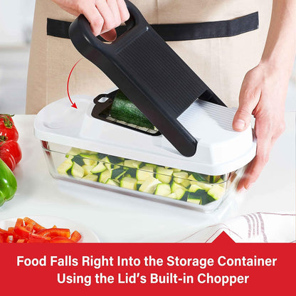 Brentwood Food Chopper and Vegetable Dicer with Storage Container and Stainless Steel Blades (Stainless Steel Black)