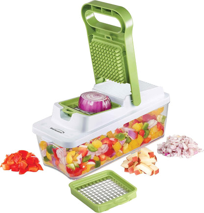 Brentwood Food Chopper and Vegetable Dicer with Storage Container and Stainless Steel Blades (Stainless Steel Black)