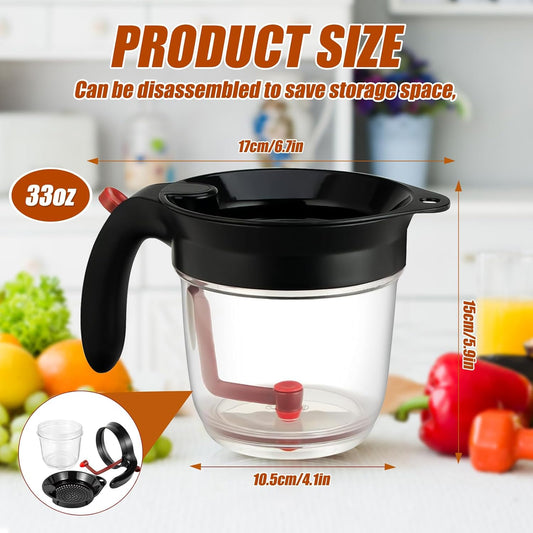 Fat Separator With Bottom Release, 4 Cup Gravy Separator For Cooking With Oil Strainer,Oil Separator For Cooking, Kitchen Gadgets Fat Separator