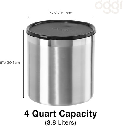 Stainless Steel Jumbo Grease Container with Removable Strainer and Snug Lid. Perfect container for fryer oil, bacon drippings, lard and ghee oil. Large capacity can - 1 Gall / 4 Qt / 3.75 Lt