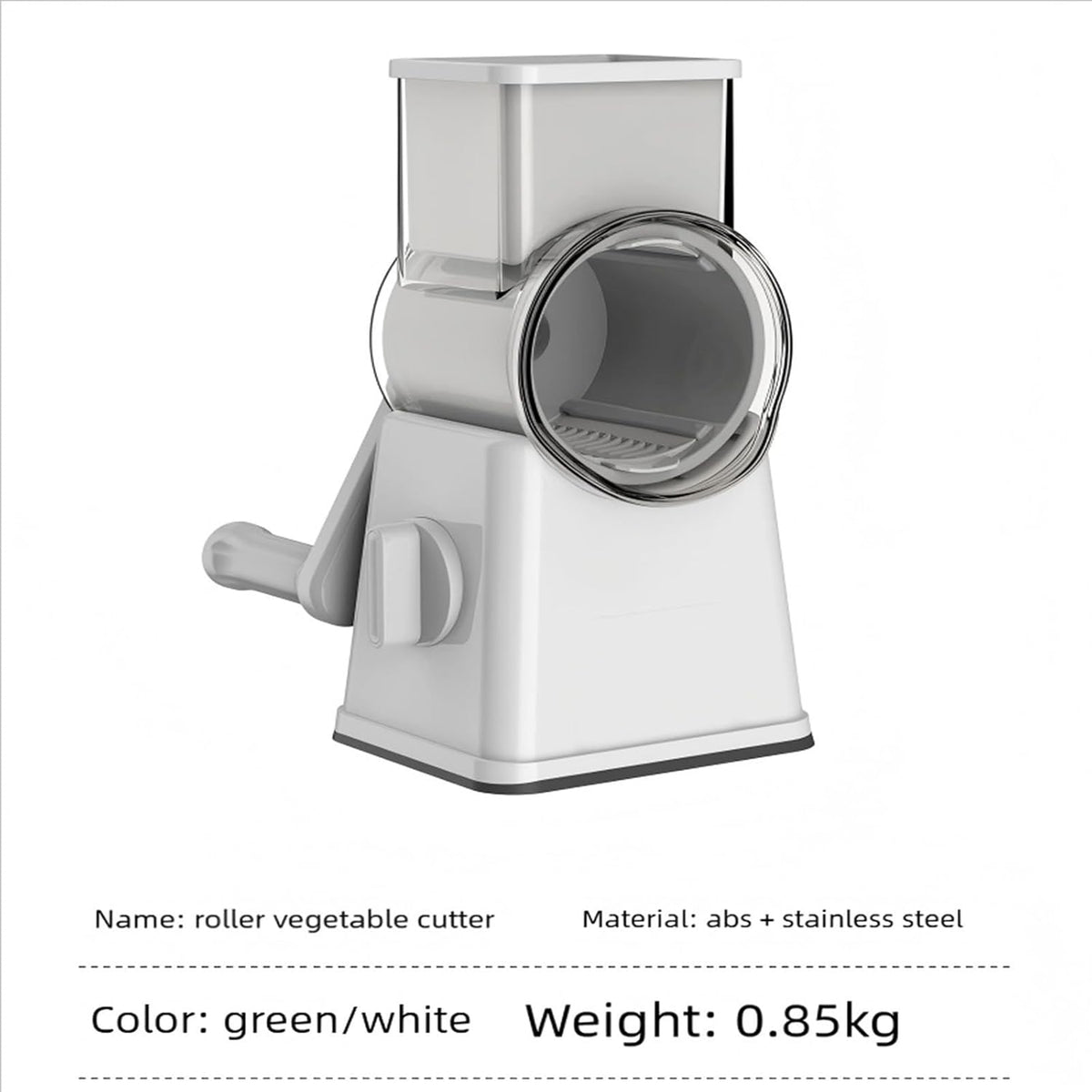 Rotary Cheese Grater and Shredder | Vegetable Chopper and Slicer | 8 Blades Manual Food Cutter | Multi-Function Grater | White