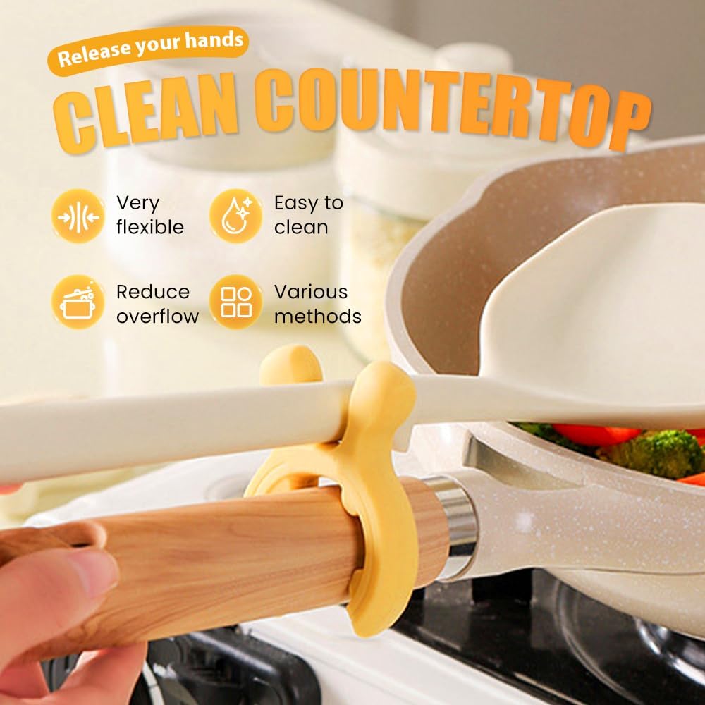 Multifunction Silicone Pot Handle Spatula Rack, 2026 Non-Slip Spoon Holder Stove Organizer Kitchen Gadgets, Steam Releaser,Utensil Anti Scalding Pot Clip for Cooking Accessories (1, Green)