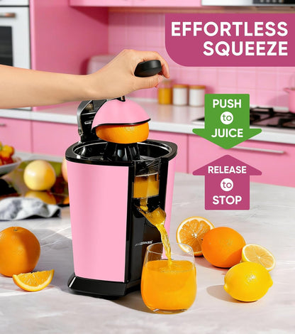Electric Orange Juicer, Citrus Juicer Squeezer with 2 Cones and Soft Grip Handle for Effortless Juicing, Stainless Steel Quiet Orange Juice Extractor Machines for Lime Grapefruit Lemon