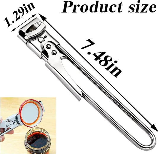 Jar Opener,Adjustable Non-Slip Multifunctional Stainless Steel Can Opener,Multi Opener Set with Jar Opener Gripper Pad and Bottle Opener Keychain