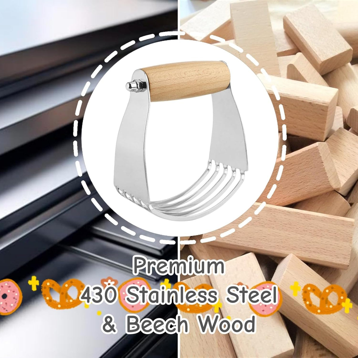 Stainless Steel Wooden Handle Pastry and Butter Cutting Machine | Home Baking, Kitchen Cooking, Flour Mixer