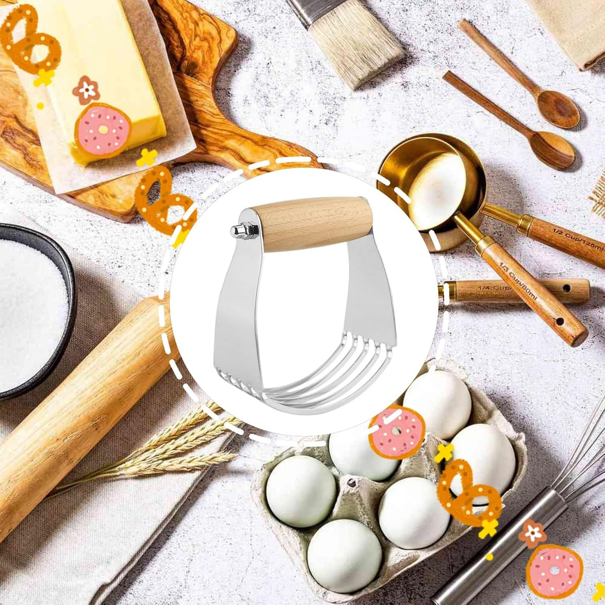 Stainless Steel Wooden Handle Pastry and Butter Cutting Machine | Home Baking, Kitchen Cooking, Flour Mixer