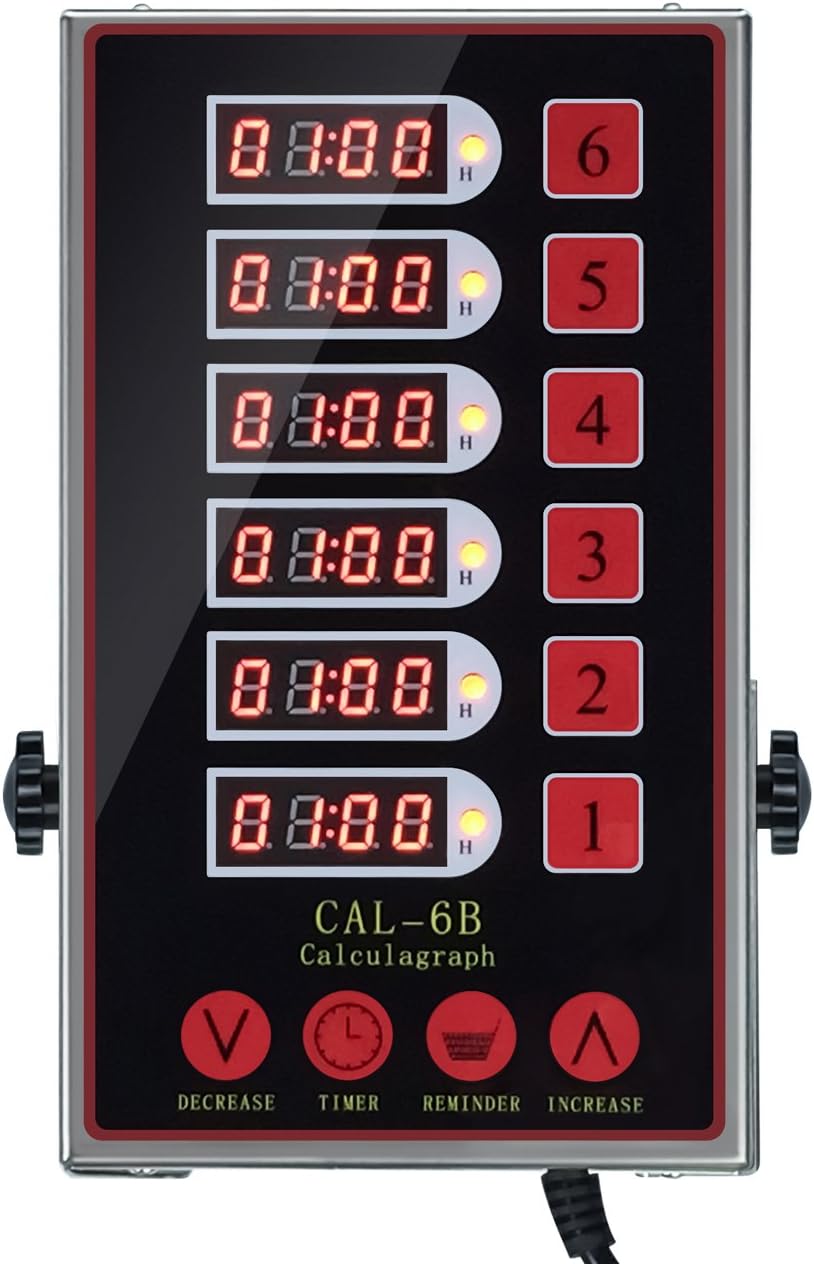 Commercial Kitchen Timer 6 Channel Digital Loud Alarm Cook Timer