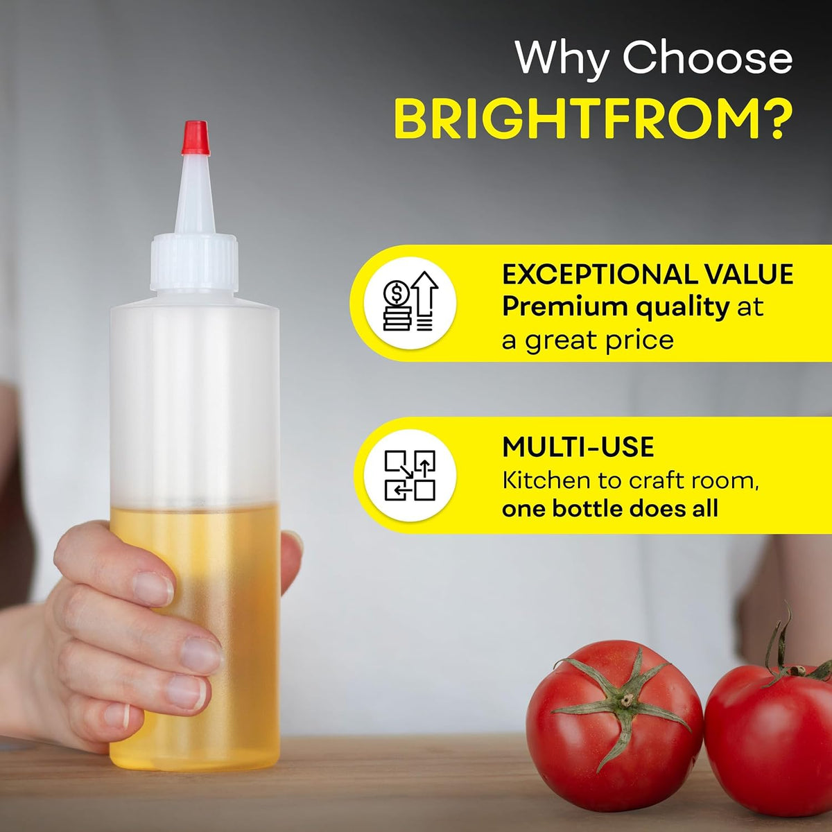 Professional Squeeze Bottles with Red Cap Restaurant-Grade Condiment Dispensers for Sauces, Ketchup, Mustard, BBQ - BPA-Free Plastic Kitchen Bottles, Perfect for Home & Commercial Use (2, 8o'z)