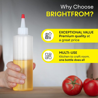 Professional Squeeze Bottles with Red Cap Restaurant-Grade Condiment Dispensers for Sauces, Ketchup, Mustard, BBQ - BPA-Free Plastic Kitchen Bottles, Perfect for Home & Commercial Use (2, 8o'z)