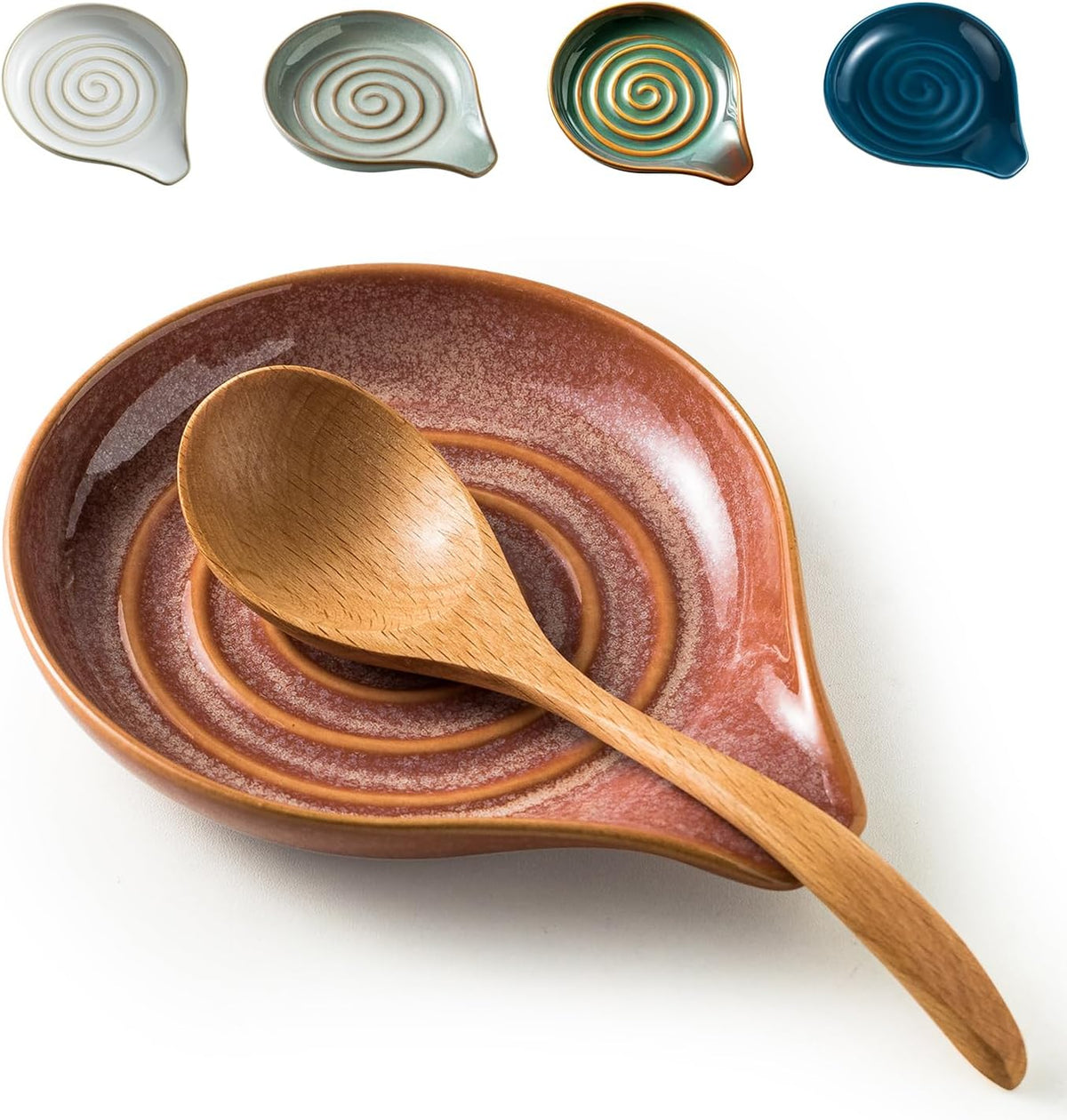 Spoon Rest for stove top, Ceramic Spoon Holder for Kitchen Counter | Spatula Rest for Coffee Bar, Heat-Resistant Cooking Utensil Holder for Tongs, Ladles, Farmhouse Kitchen Décor, Cream, 5 Inch