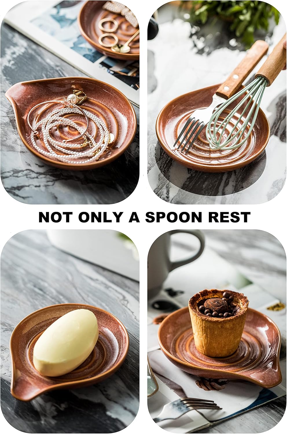 Spoon Rest for stove top, Ceramic Spoon Holder for Kitchen Counter | Spatula Rest for Coffee Bar, Heat-Resistant Cooking Utensil Holder for Tongs, Ladles, Farmhouse Kitchen Décor, Cream, 5 Inch