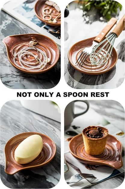 Spoon Rest for stove top, Ceramic Spoon Holder for Kitchen Counter | Spatula Rest for Coffee Bar, Heat-Resistant Cooking Utensil Holder for Tongs, Ladles, Farmhouse Kitchen Décor, Cream, 5 Inch