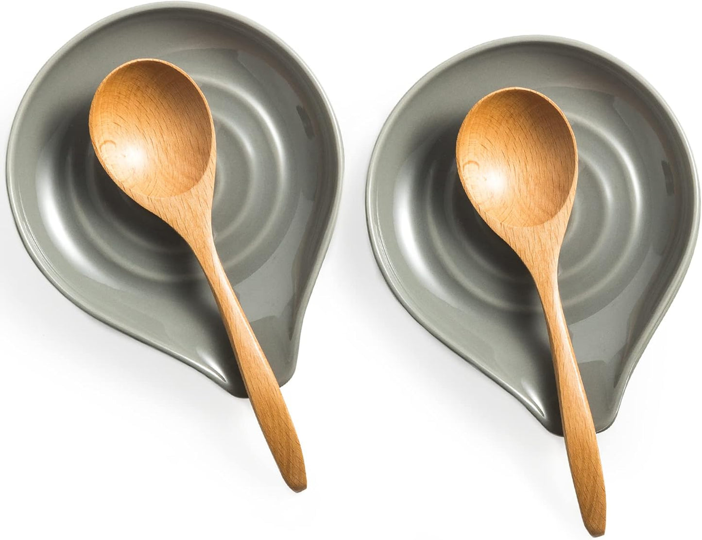 Spoon Rest for stove top, Ceramic Spoon Holder for Kitchen Counter | Spatula Rest for Coffee Bar, Heat-Resistant Cooking Utensil Holder for Tongs, Ladles, Farmhouse Kitchen Décor, Cream, 5 Inch