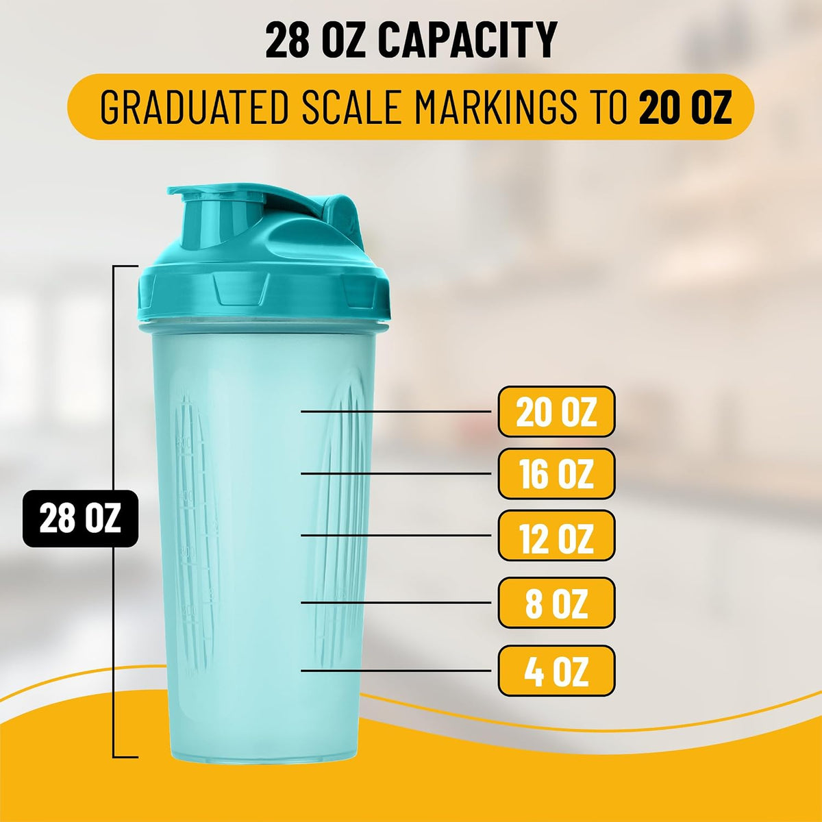 Shaker Bottles for Protein Mixes, 28 oz