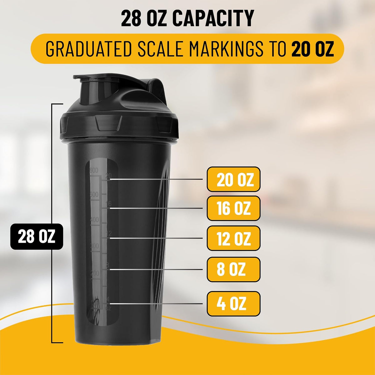 Shaker Bottles for Protein Mixes, 28 oz
