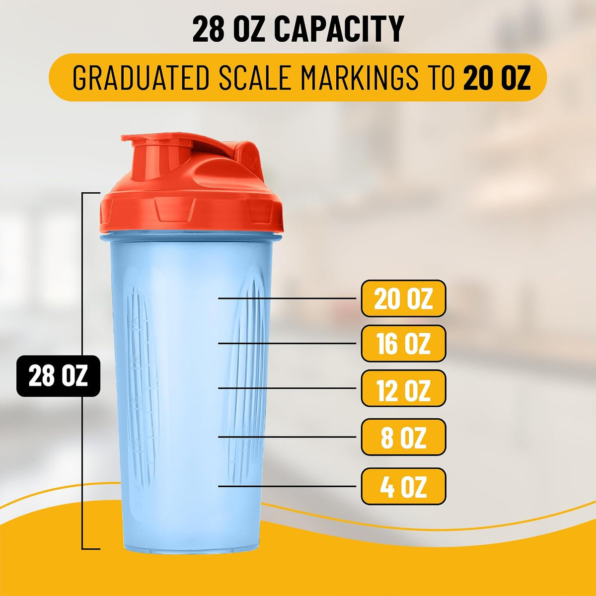 Shaker Bottles for Protein Mixes, 28 oz