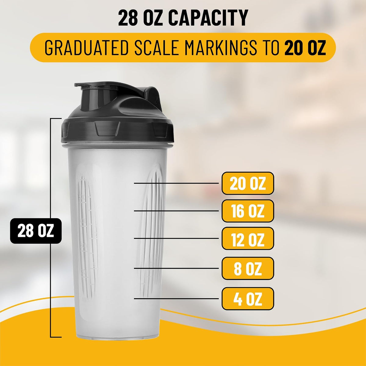 Shaker Bottles for Protein Mixes, 28 oz