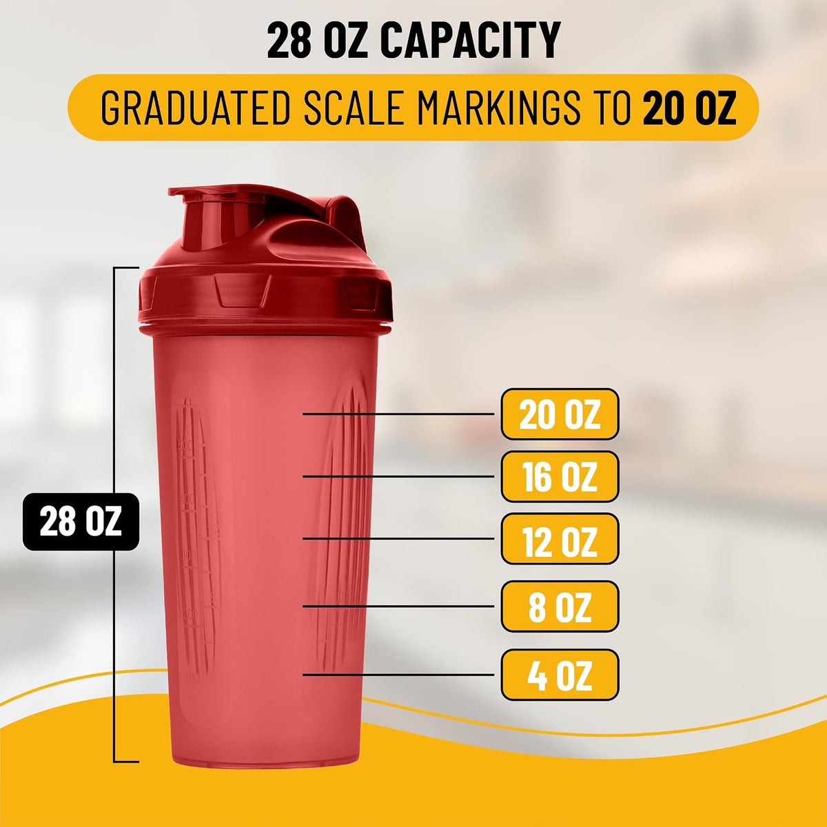 Shaker Bottles for Protein Mixes, 28 oz