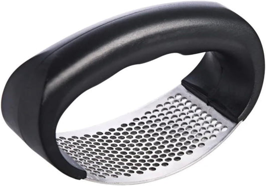 Garlic Press with Stainless Steel Plate, 3mm Fine Holes, Ergonomic Black Handle, Mincer for Kitchen