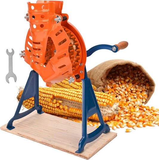 Steel Corn Sheller Hand Crank - Corn on The Cob Remover with Stand | Heavy Duty Corn Cob Stripper, Manual Corn Thresher with a Set of Installation Tool