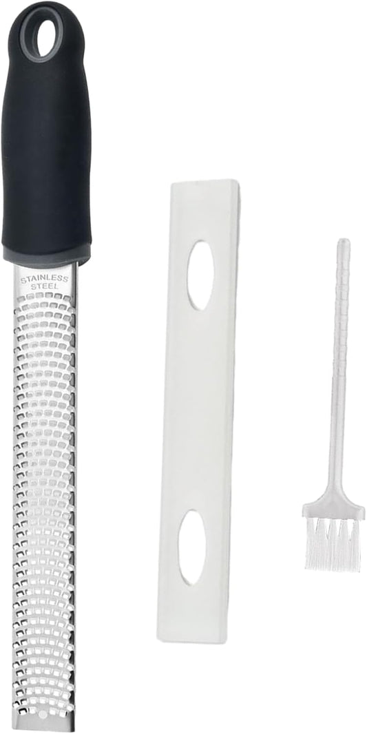 Lemon Zester Grater Stainless Steel Fine Cheese Grater | Fine blade for citrus, parmesan, garlic, ginger and chocolate, includes protective cover and cleaning brush