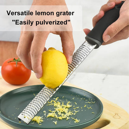 Lemon Zester Grater Stainless Steel Fine Cheese Grater | Fine blade for citrus, parmesan, garlic, ginger and chocolate, includes protective cover and cleaning brush