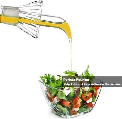 4 oz/125 ml Clear Glass Olive Oil Dispenser Bottle - Oil & Vinegar Cruet with Pourers and NO Funnel Needed - Olive Oil Carafe Decanter for Kitchen and BBQ Olive Oil Dispenser Bottle