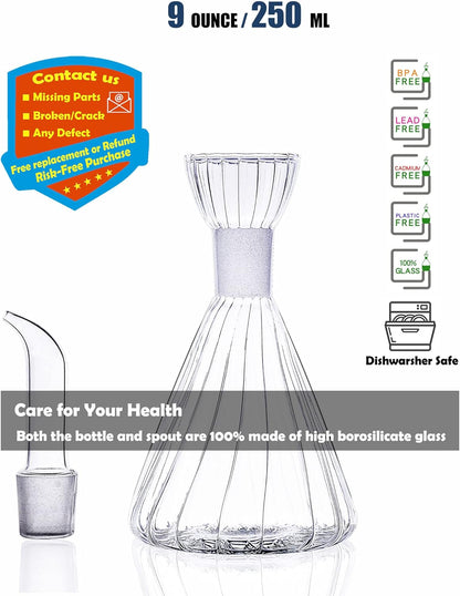 4 oz/125 ml Clear Glass Olive Oil Dispenser Bottle - Oil & Vinegar Cruet with Pourers and NO Funnel Needed - Olive Oil Carafe Decanter for Kitchen and BBQ Olive Oil Dispenser Bottle