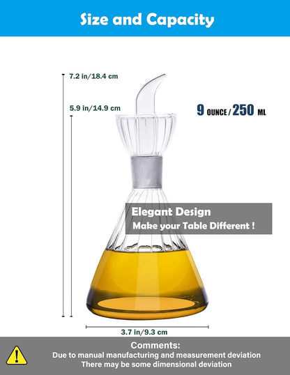 4 oz/125 ml Clear Glass Olive Oil Dispenser Bottle - Oil & Vinegar Cruet with Pourers and NO Funnel Needed - Olive Oil Carafe Decanter for Kitchen and BBQ Olive Oil Dispenser Bottle