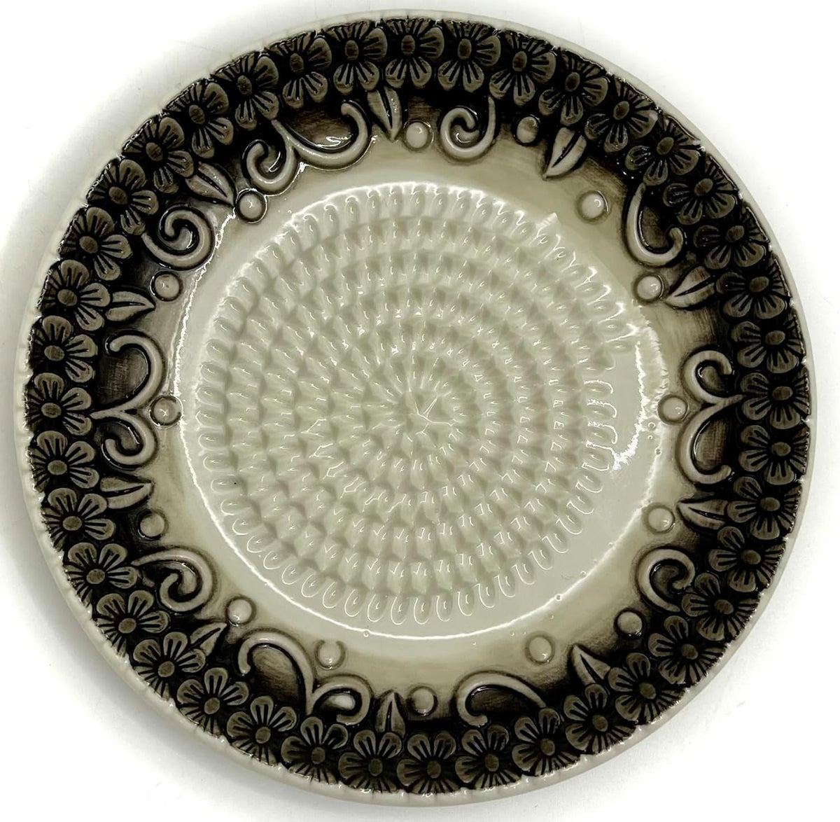 Premium Ceramic Garlic Grater Plate Set - Black Embossed