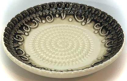 Premium Ceramic Garlic Grater Plate Set - Black Embossed