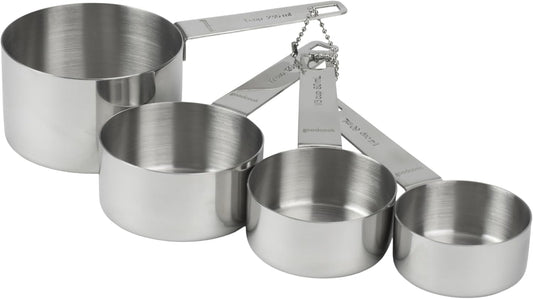 Gourmet Measuring Cup Set, Stainless Steel 4-pc., 1/4, 1/3, 1/2, 1 Cup etched measurements