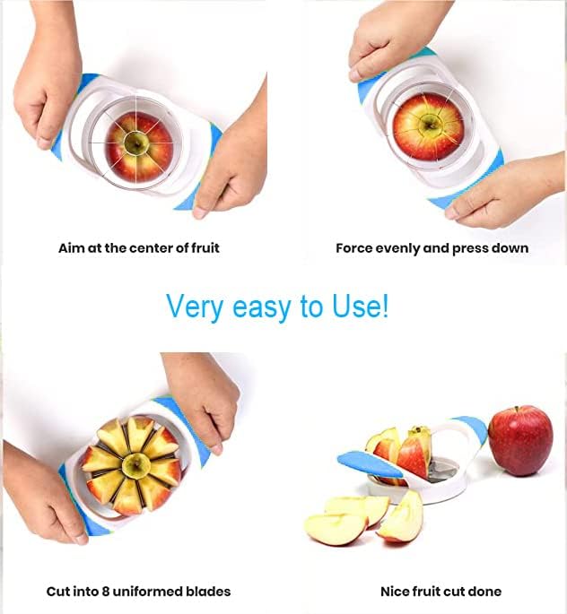 1 Apple Slicer Corer Divider 8 Blade-Easy Grip Apple Cutter With Stainless Steel- Fast Usage Apple Corer And Slicer Tool medium size 7"X4.2"