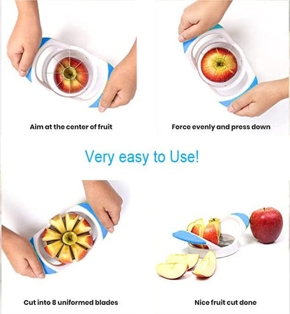 1 Apple Slicer Corer Divider 8 Blade-Easy Grip Apple Cutter With Stainless Steel- Fast Usage Apple Corer And Slicer Tool medium size 7"X4.2"