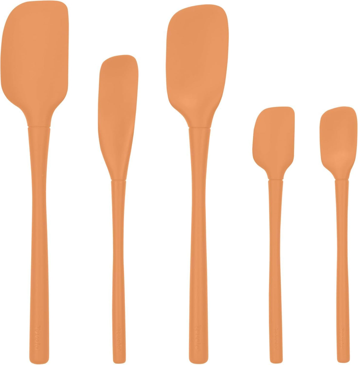 Flex Core 5 Piece Silicone Spatula Set Heat Resistant All Silicone Utensils Include Non Stick Spatula Spoonula Jar Scraper, Dishwasher Safe BPA Free Spatulas for Baking Mixing, White