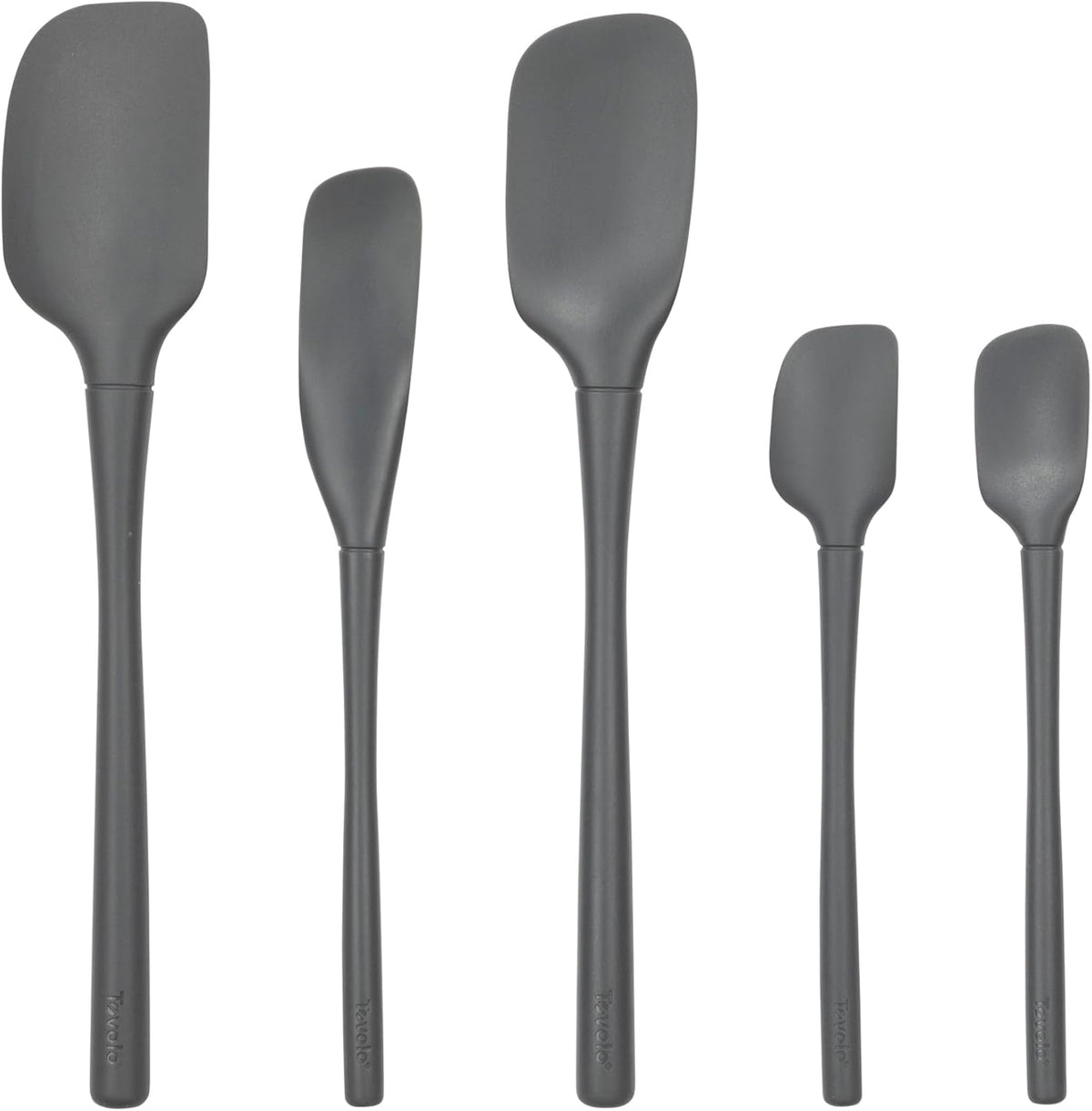 Flex Core 5 Piece Silicone Spatula Set Heat Resistant All Silicone Utensils Include Non Stick Spatula Spoonula Jar Scraper, Dishwasher Safe BPA Free Spatulas for Baking Mixing, White