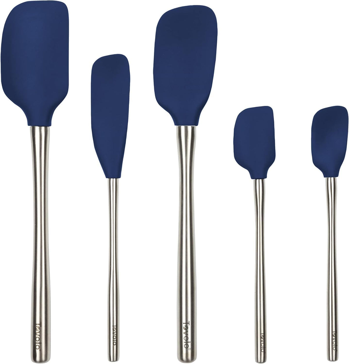 Flex Core 5 Piece Silicone Spatula Set Heat Resistant All Silicone Utensils Include Non Stick Spatula Spoonula Jar Scraper, Dishwasher Safe BPA Free Spatulas for Baking Mixing, White