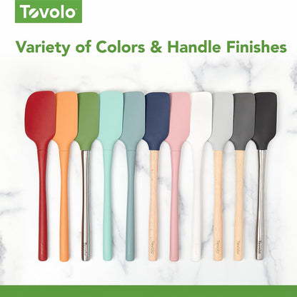 Flex Core 5 Piece Silicone Spatula Set Heat Resistant All Silicone Utensils Include Non Stick Spatula Spoonula Jar Scraper, Dishwasher Safe BPA Free Spatulas for Baking Mixing, White