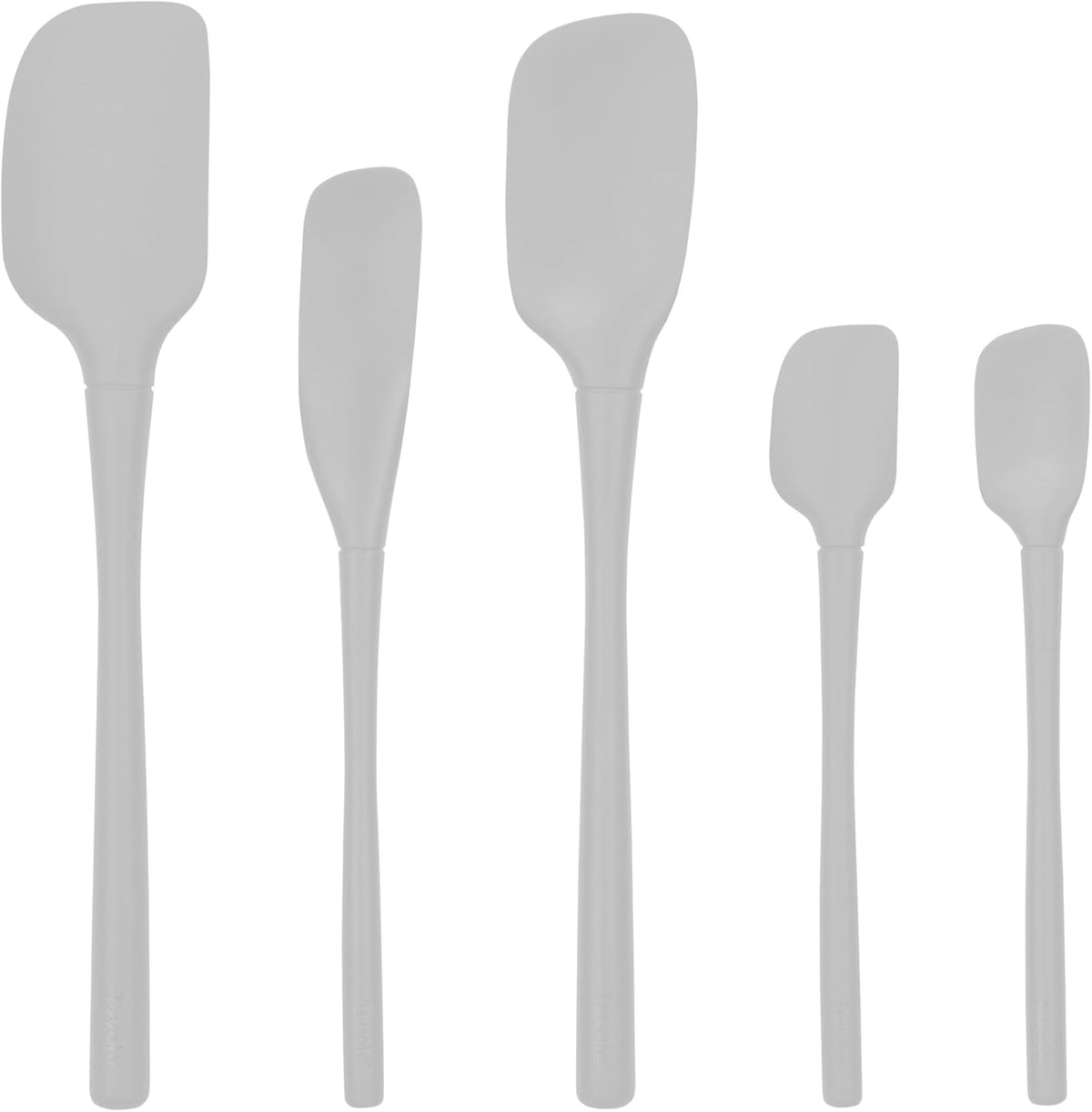 Flex Core 5 Piece Silicone Spatula Set Heat Resistant All Silicone Utensils Include Non Stick Spatula Spoonula Jar Scraper, Dishwasher Safe BPA Free Spatulas for Baking Mixing, White
