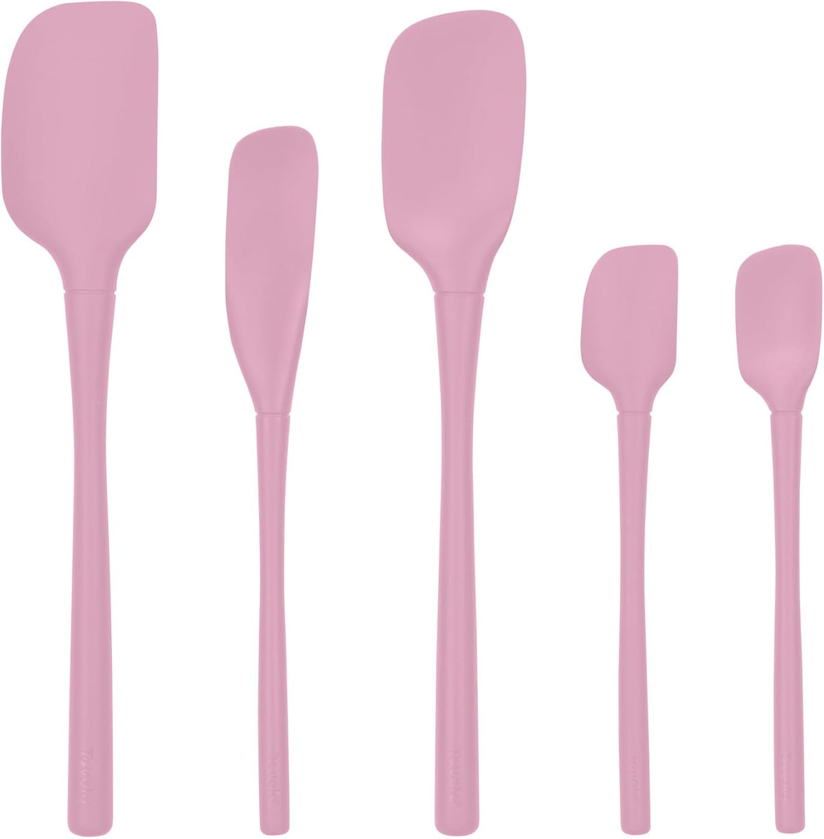 Flex Core 5 Piece Silicone Spatula Set Heat Resistant All Silicone Utensils Include Non Stick Spatula Spoonula Jar Scraper, Dishwasher Safe BPA Free Spatulas for Baking Mixing, White