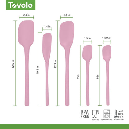 Flex Core 5 Piece Silicone Spatula Set Heat Resistant All Silicone Utensils Include Non Stick Spatula Spoonula Jar Scraper, Dishwasher Safe BPA Free Spatulas for Baking Mixing, White