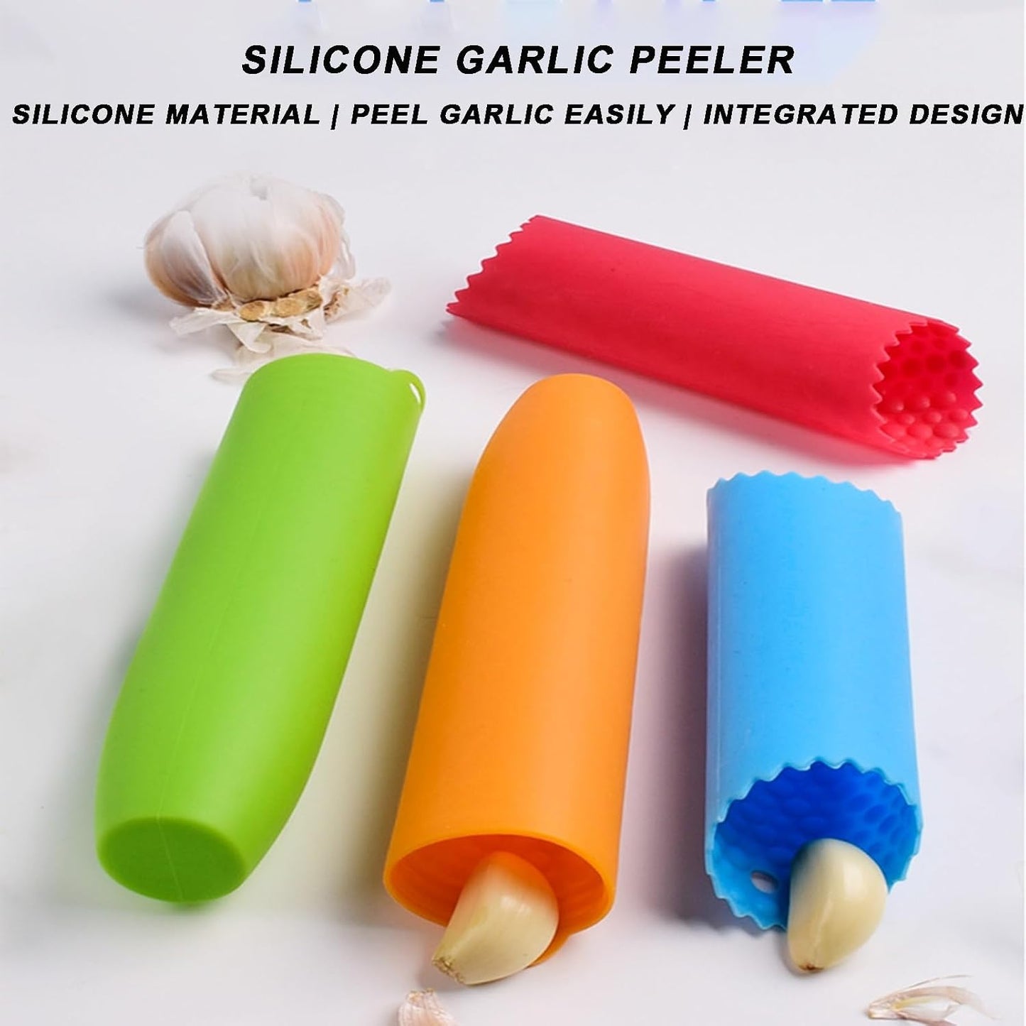6 Pcs Silicone Garlic Peeler Tube, Garlic Peeler Skin Remover Roller - Skin Remover Garlic Roller Peeling Tube Tool for Useful Kitchen Tools(A)